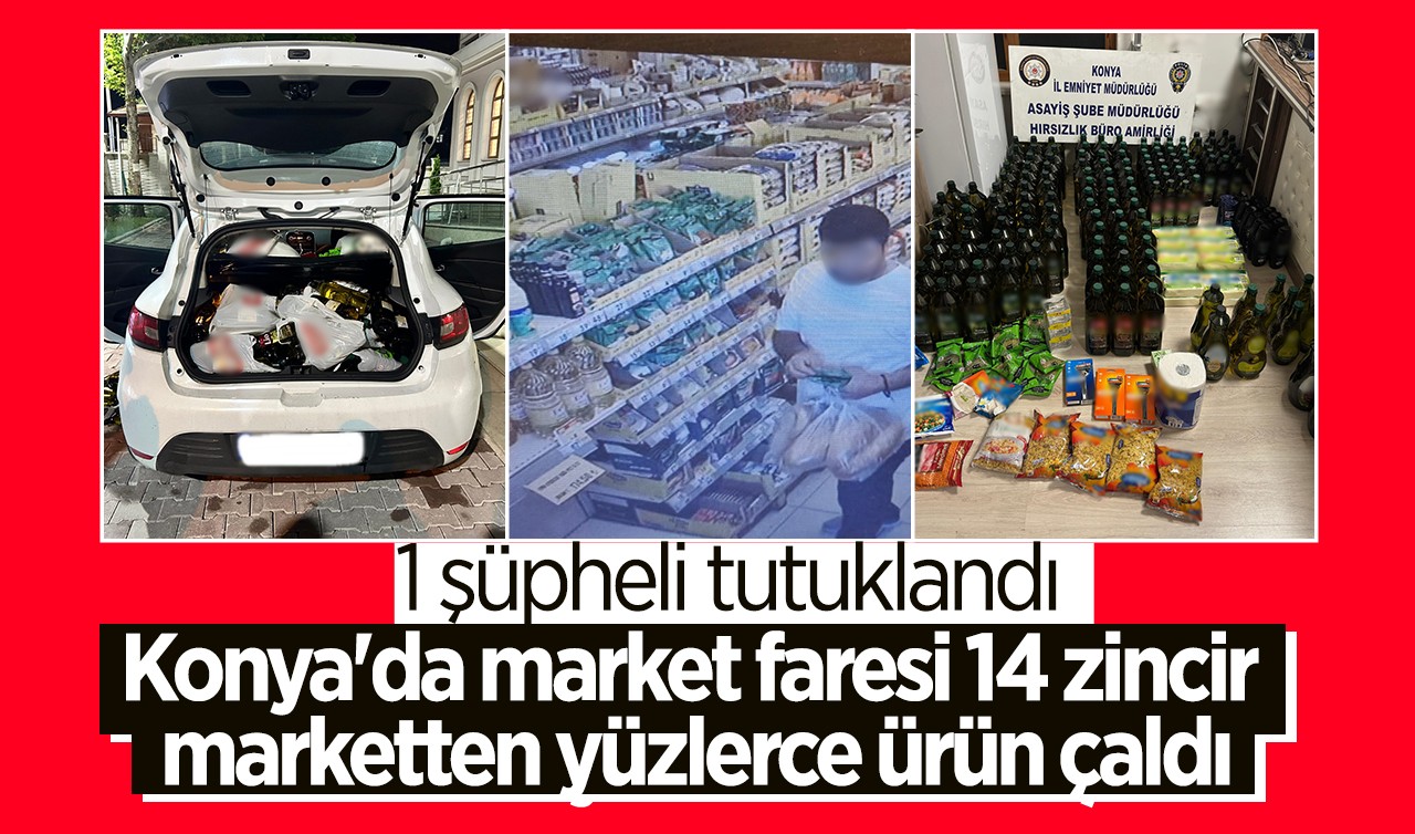 Konya'da market faresi 14 zincir marketten yüzlerce ürün çaldı: 1 şüpheli tutuklandı