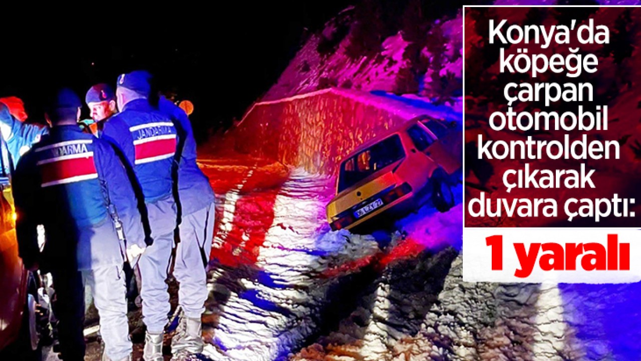 Konya'da köpeğe çarpan otomobil kontrolden çıkarak duvara çaptı: 1 yaralı