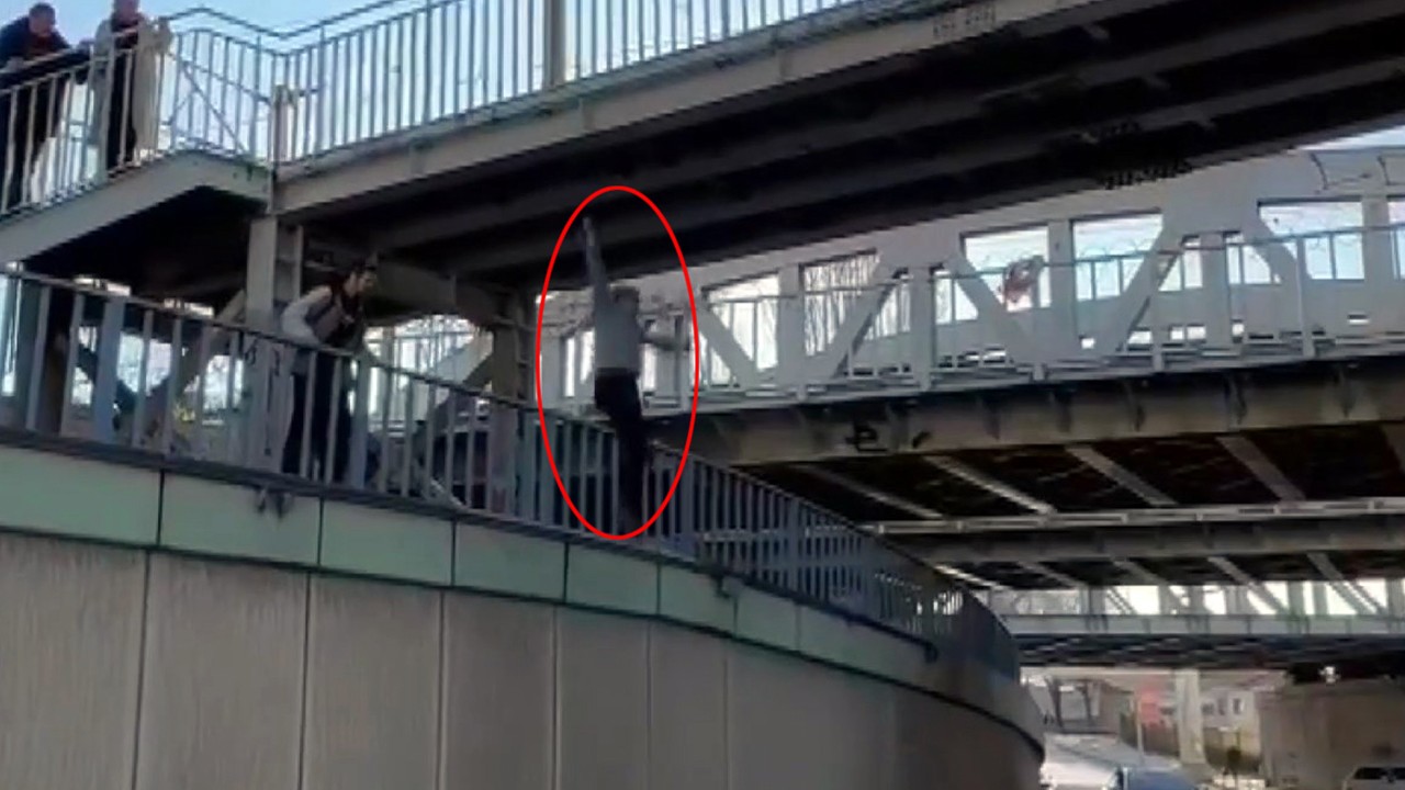 Video uğruna üst geçidin altından geçmeye çalışırken düşüp 2 bacağını kırdı