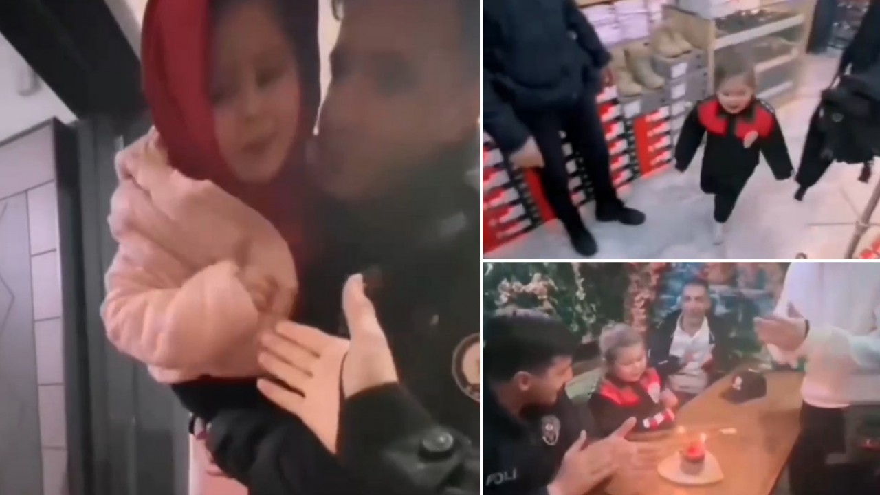 Konya'daki polis ekiplerinden Deniz'e doğum günü sürprizi