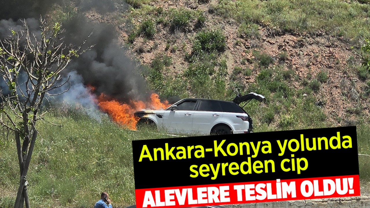Ankara-Konya yolunda seyreden cip alevlere teslim oldu