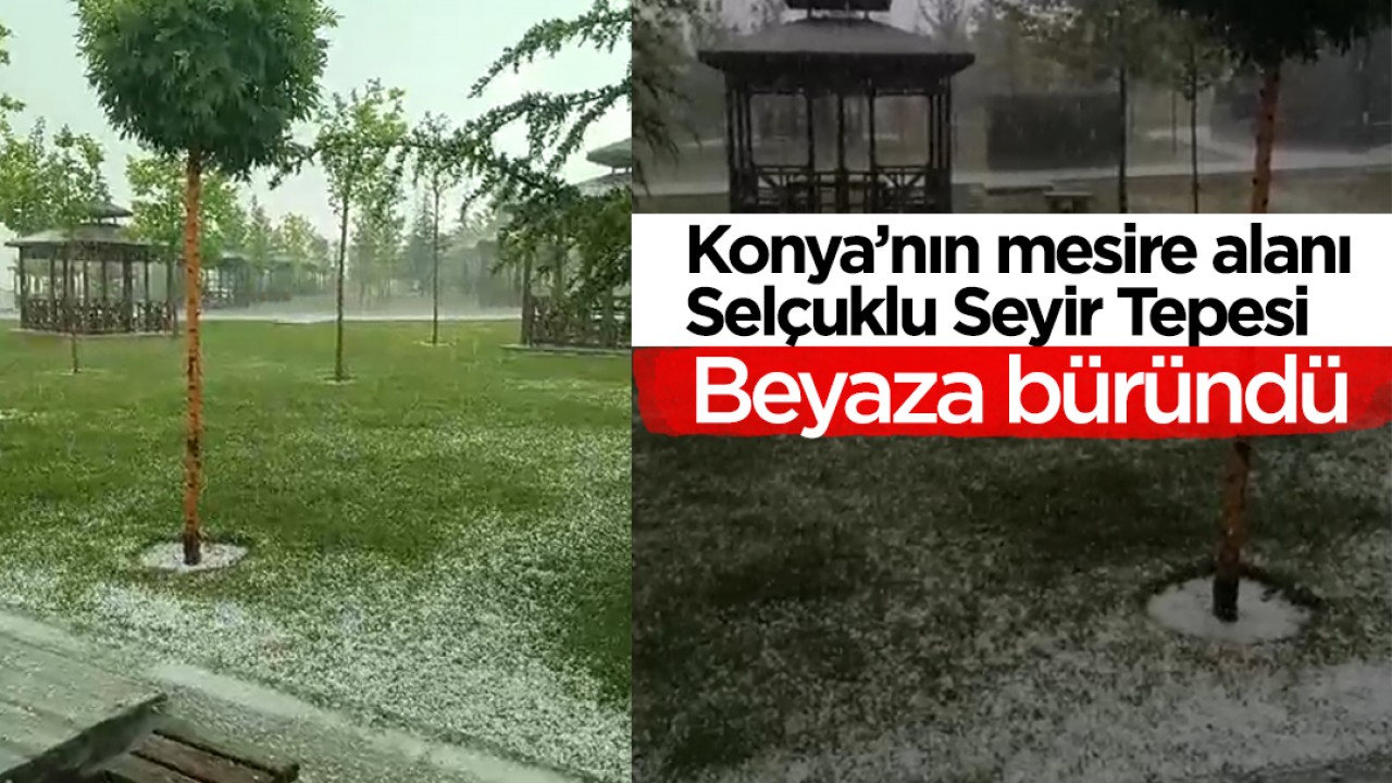 Konya’nın mesire alanı Selçuklu Seyir Tepesi beyaza büründü