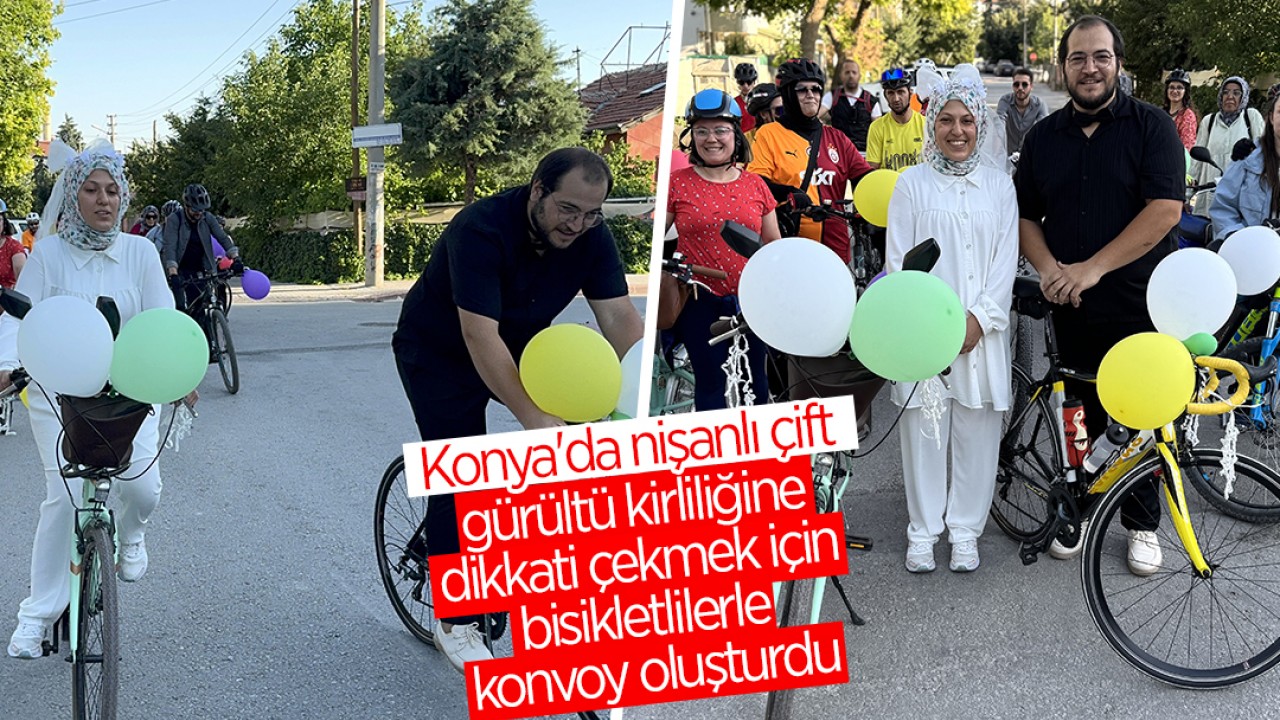 Konya'da nişanlı çift, bisikletlilerle konvoy oluşturdu