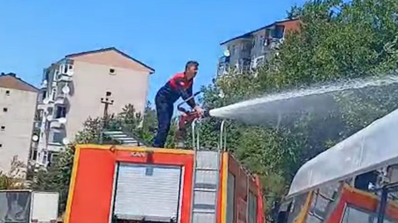 Elektrik telinde akıma kapılan karga, tarlada yangına neden oldu