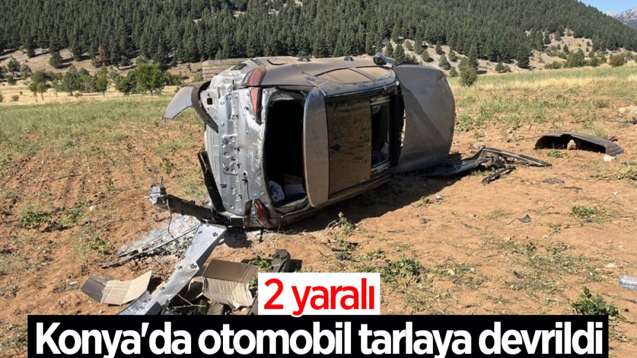 Konya'da otomobil tarlaya devrildi: 2 yaralı