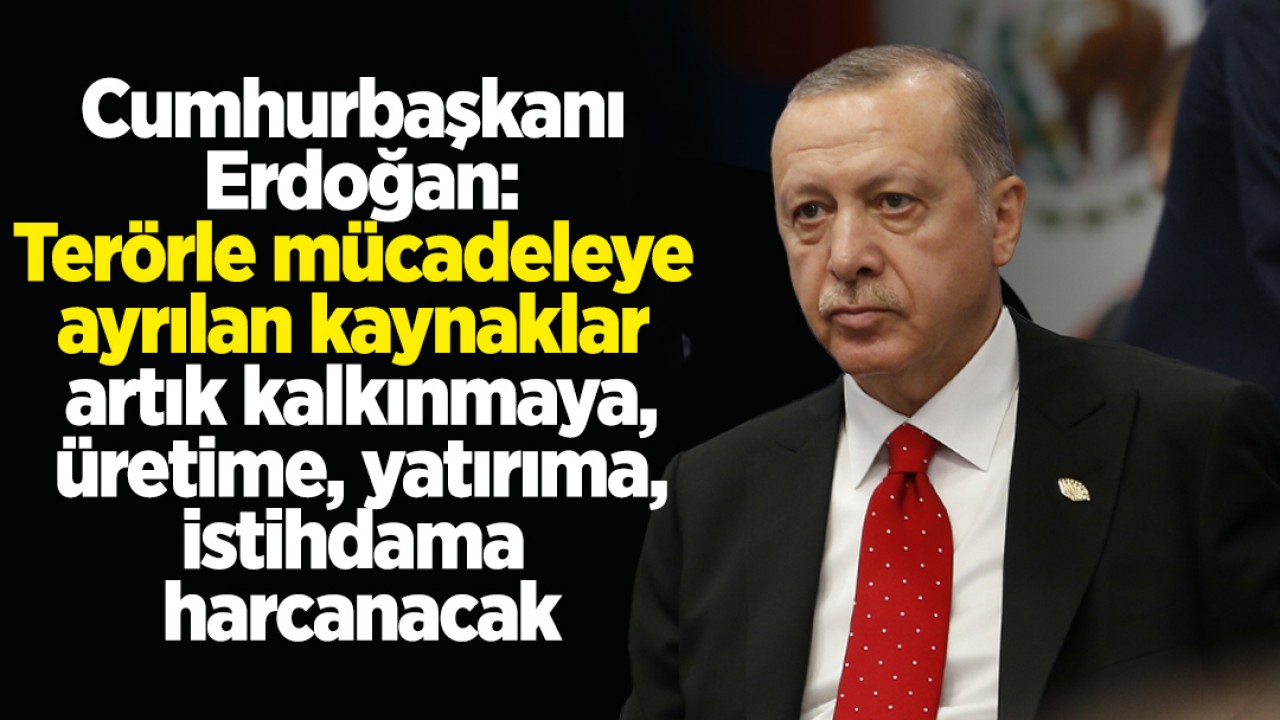 Cumhurbaşkanı Erdoğan: Terörle mücadeleye ayrılan kaynaklar artık kalkınmaya, üretime, yatırıma, istihdama harcanacak