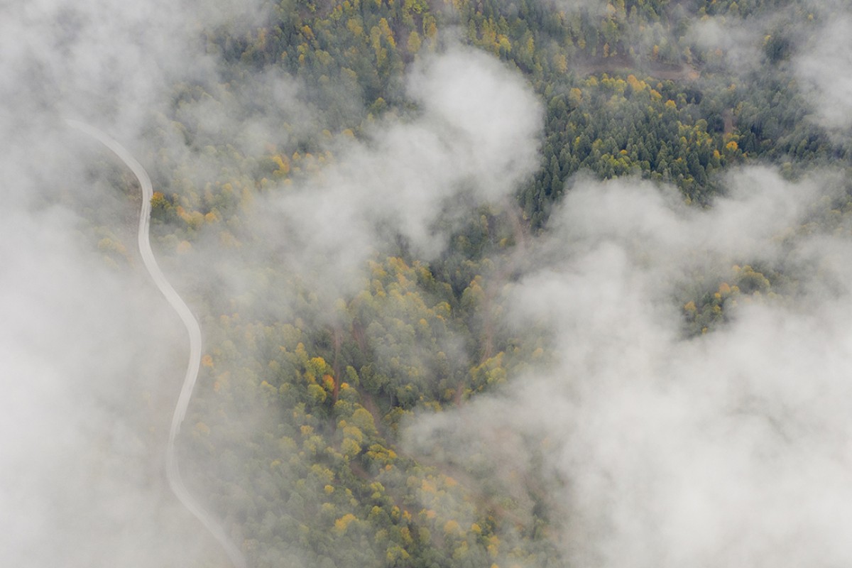 Sisle kaplanan Yedigöller yolu dronla görüntülendi