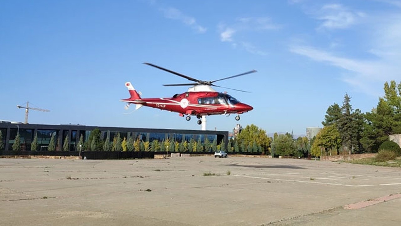 Konya'da hava ambulansı beyin kanaması geçiren hasta için havalandı