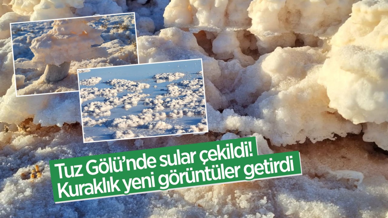 Tuz Gölü’nde sular çekildi! Kuraklık yeni görüntüler getirdi