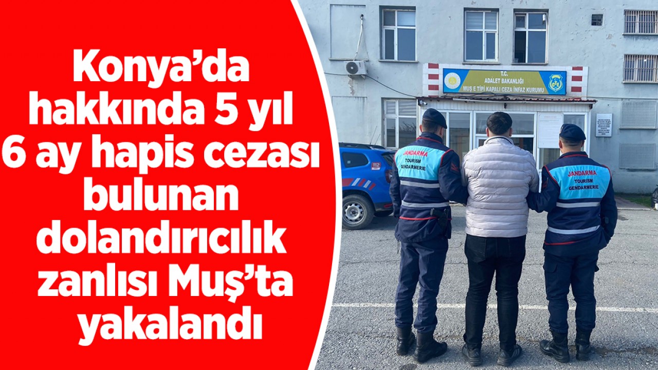 Konya’da hakkında 5 yıl 6 ay hapis cezası bulunan dolandırıcılık zanlısı Muş’ta yakalandı