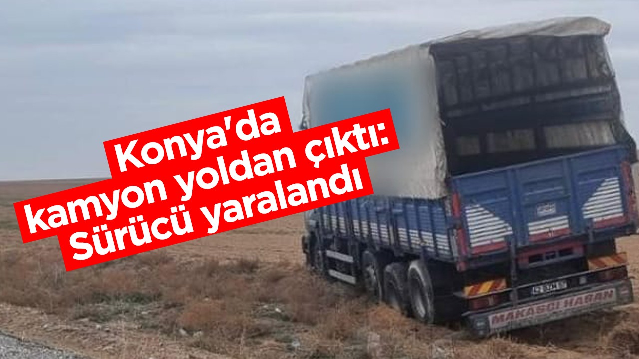 Konya'da kamyon yoldan çıktı: Sürücü yaralandı
