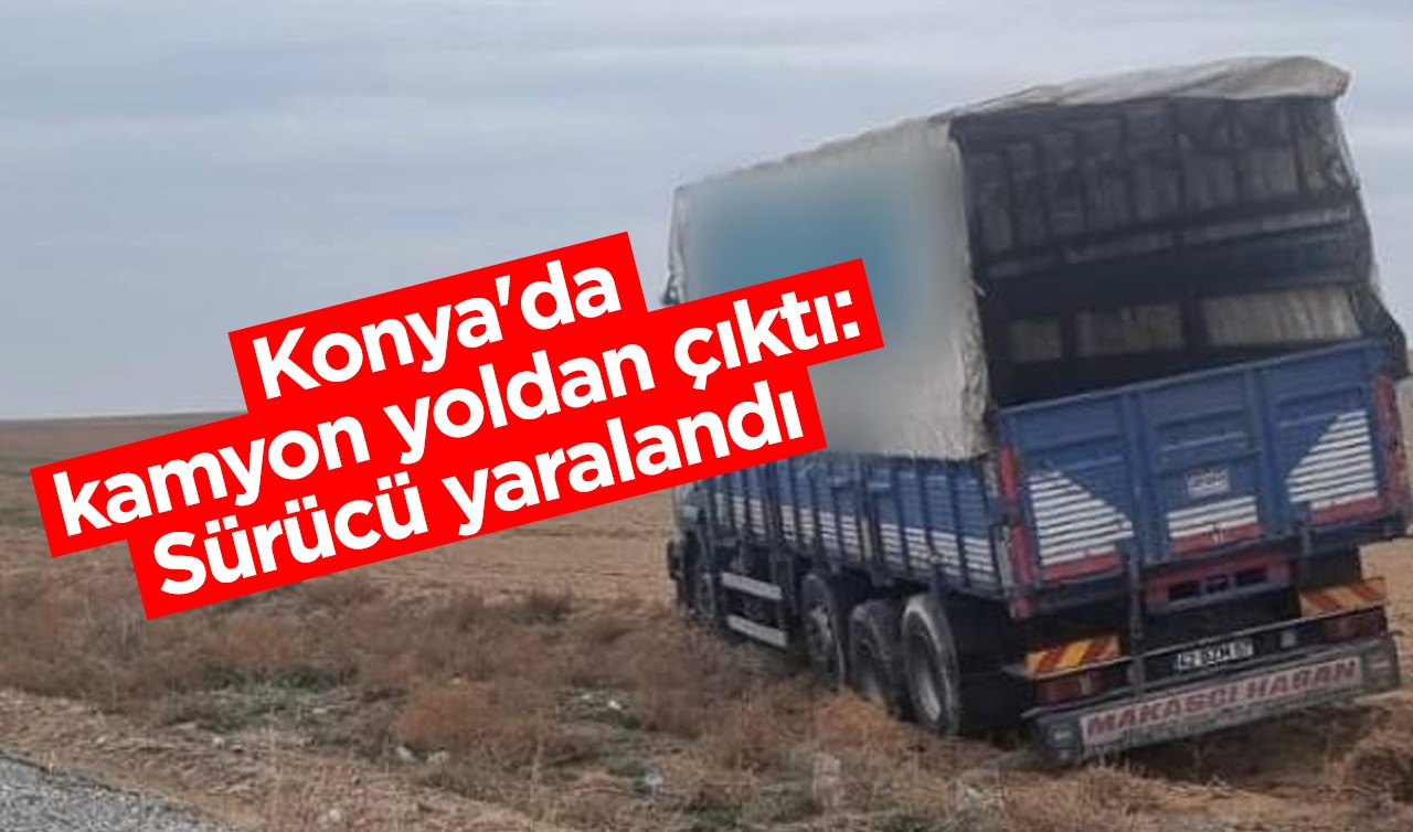 Konya'da kamyon yoldan çıktı: Sürücü yaralandı