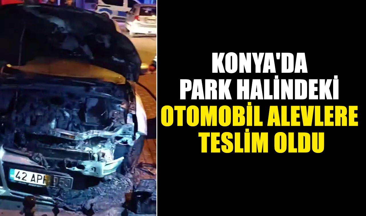 Konya'da park halindeki otomobil alevlere teslim oldu