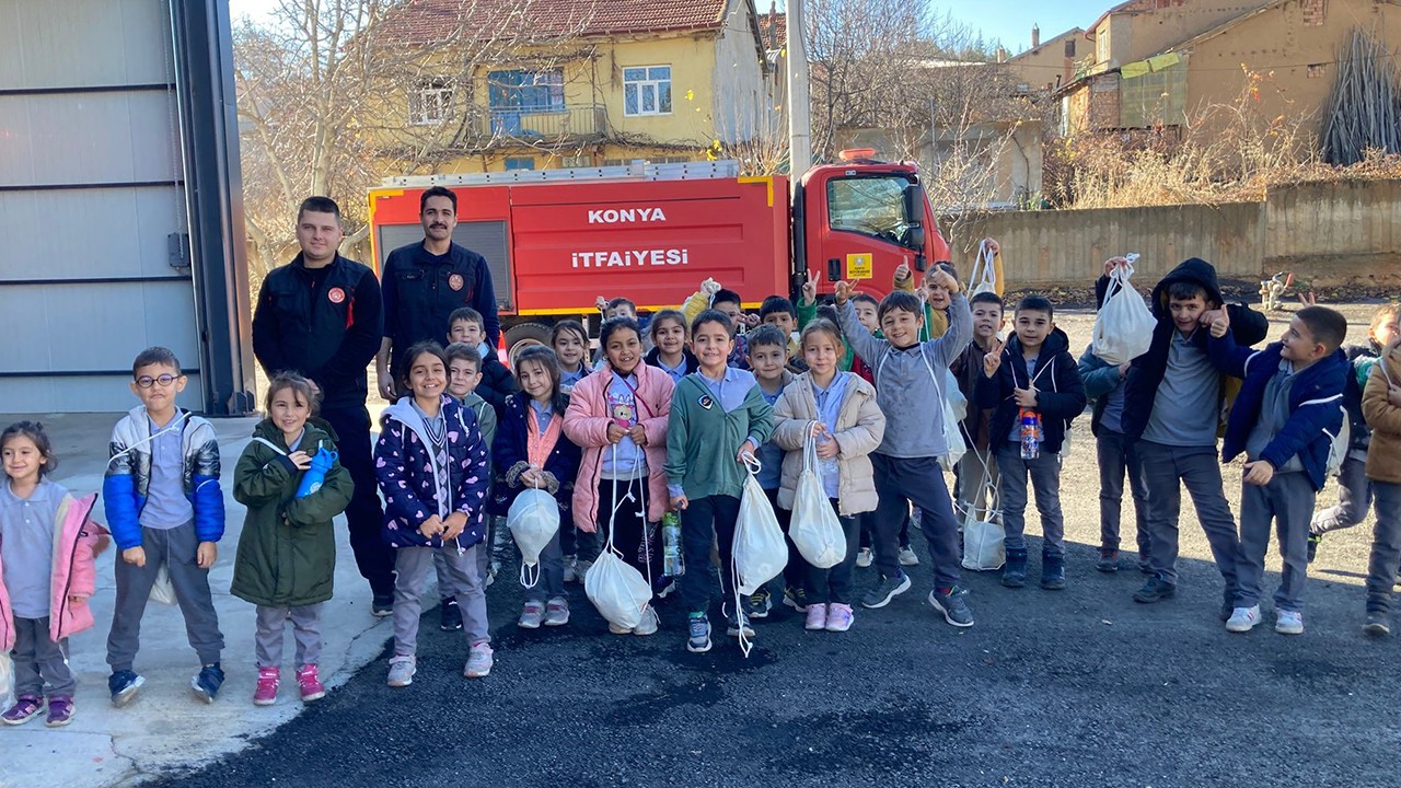 Hüyükte öğrenciler yangın eğitimiyle bilinçlendi