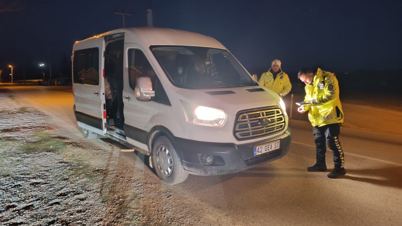 Konya'da servis araçlarına yönelik denetim