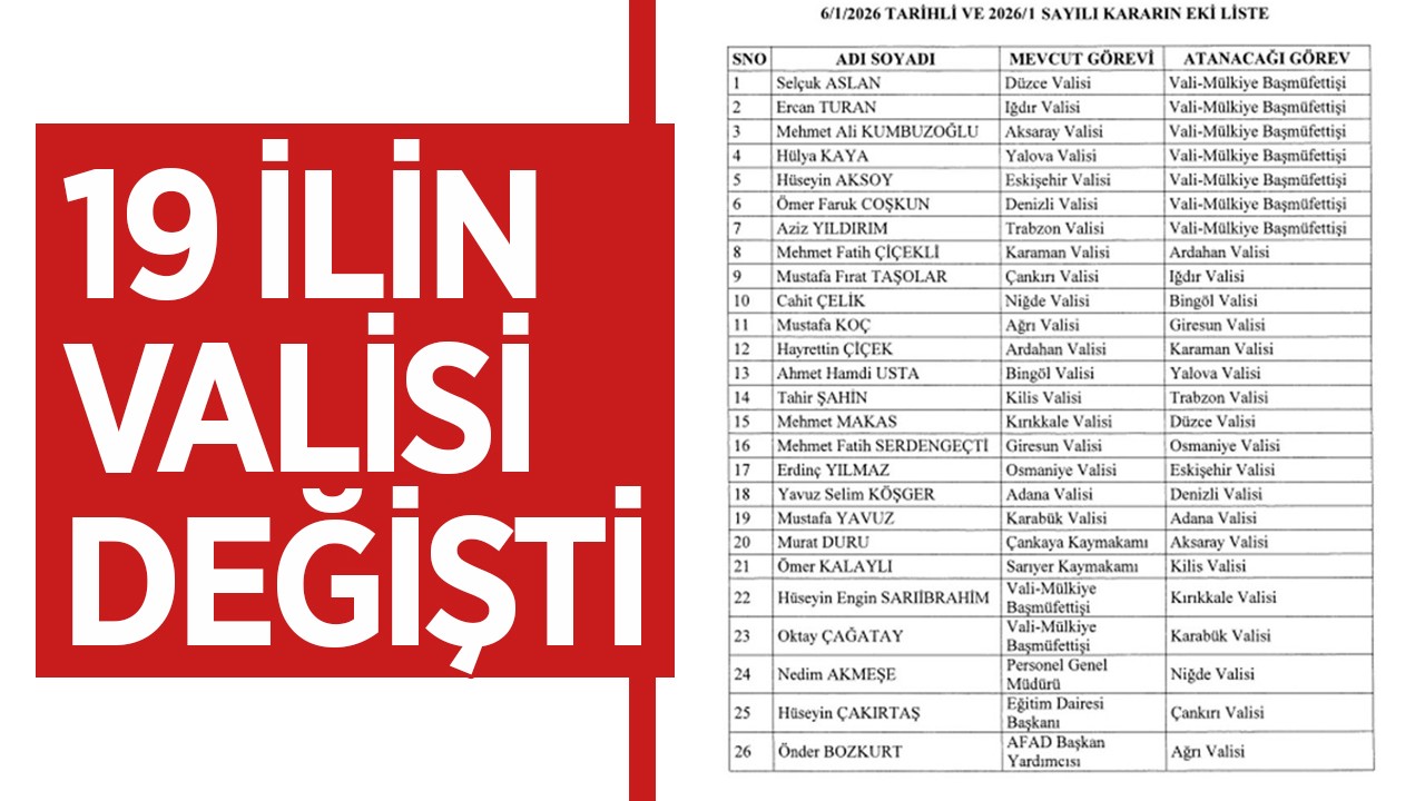 19 ilin valisi değişti