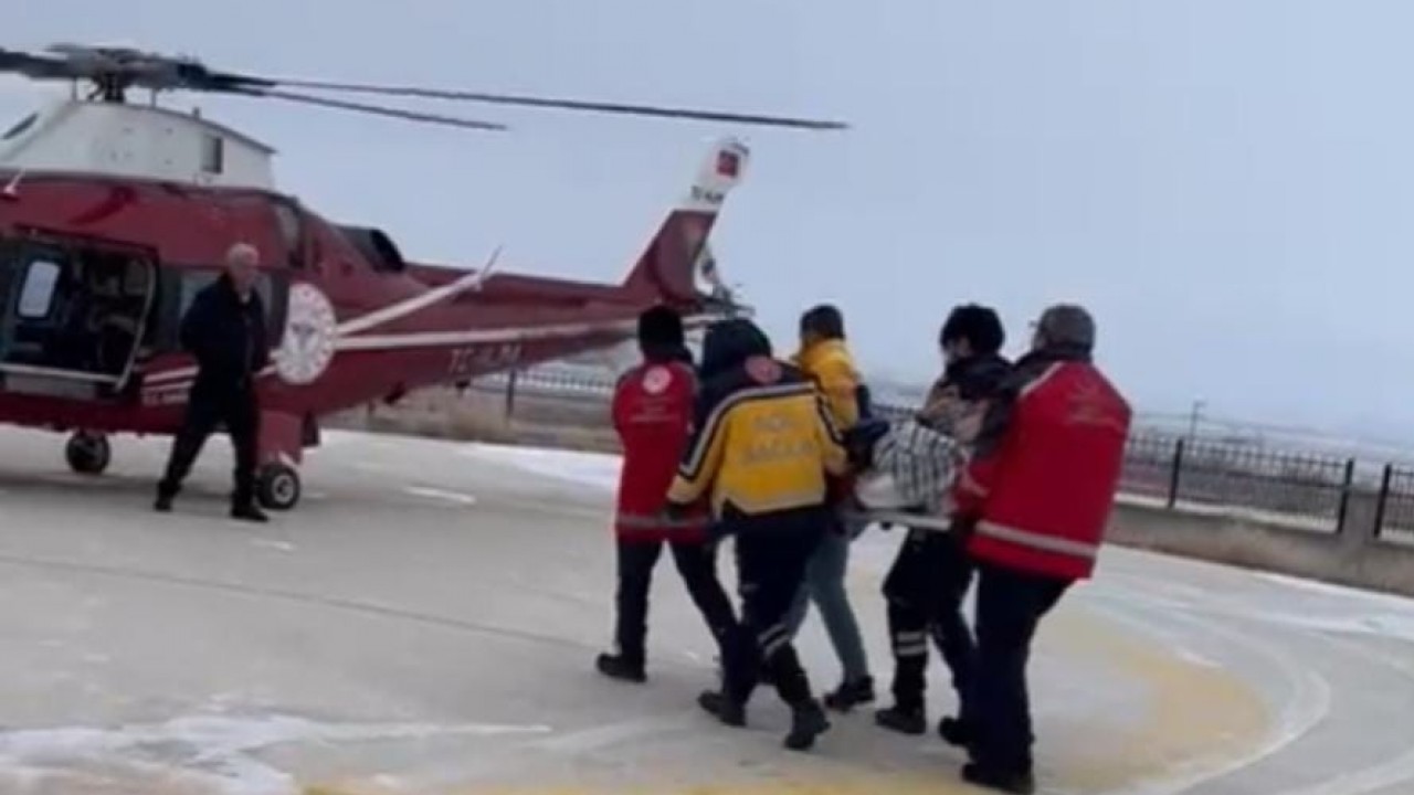 Kulu'da beyin kanaması geçiren hasta için helikopter ambulans havalandı