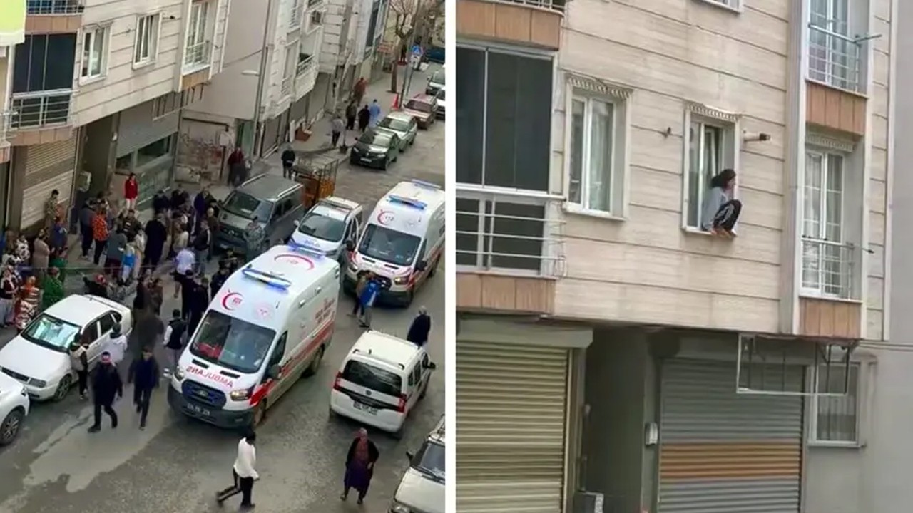 Eşinin şiddetinden kurtulmak için camdan atladı