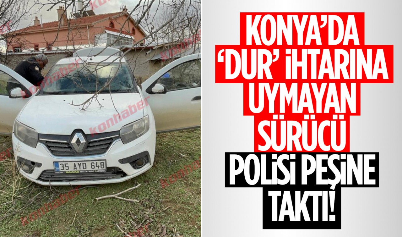 Konya trafiğinde büyük tehlike! "Dur" ihtarına uymayan sürücü polisi peşine taktı