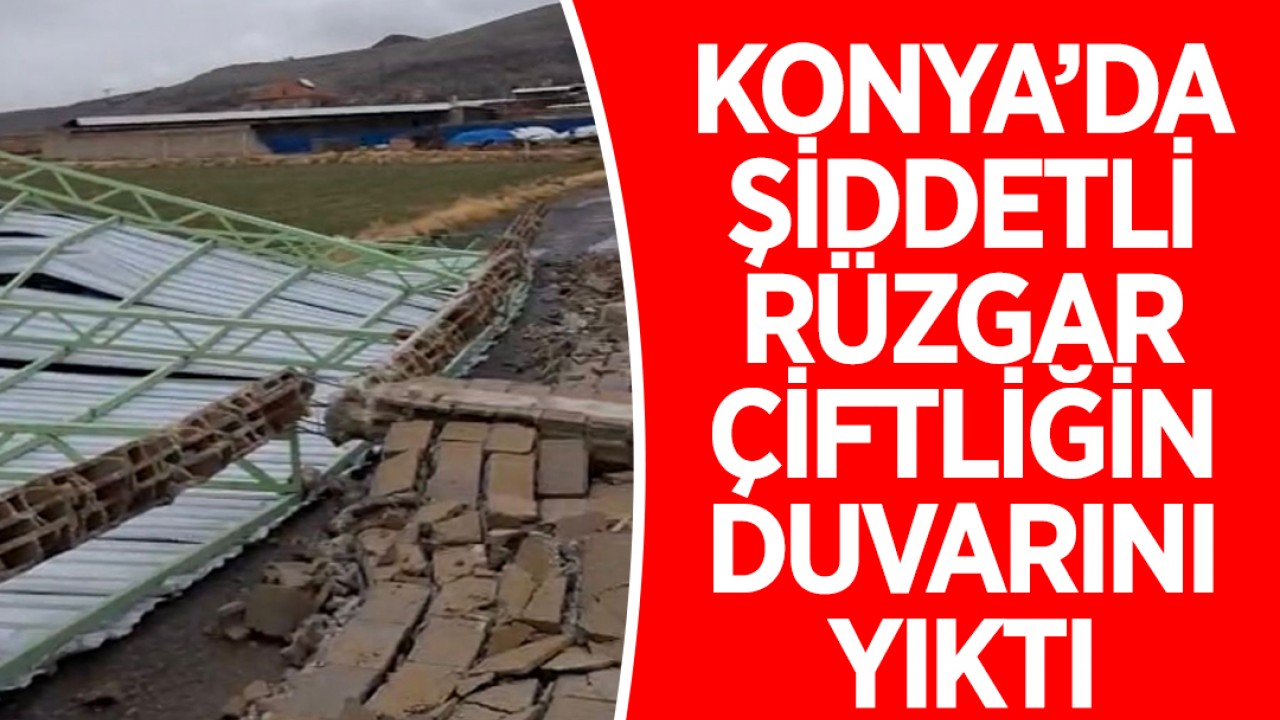 Konya’da şiddetli rüzgar çiftliğin duvarını yıktı!