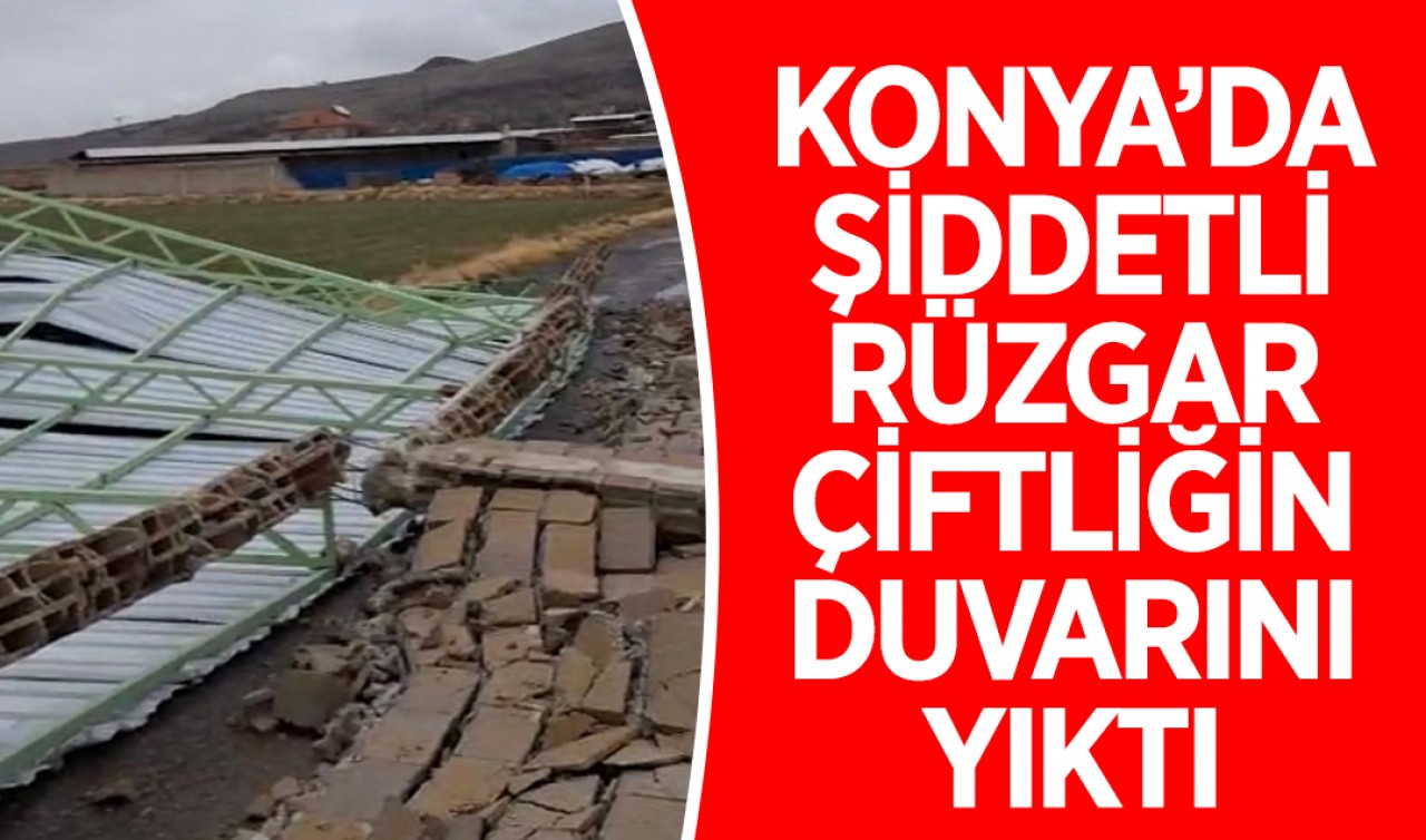 Konya’da şiddetli rüzgar çiftliğin duvarını yıktı!