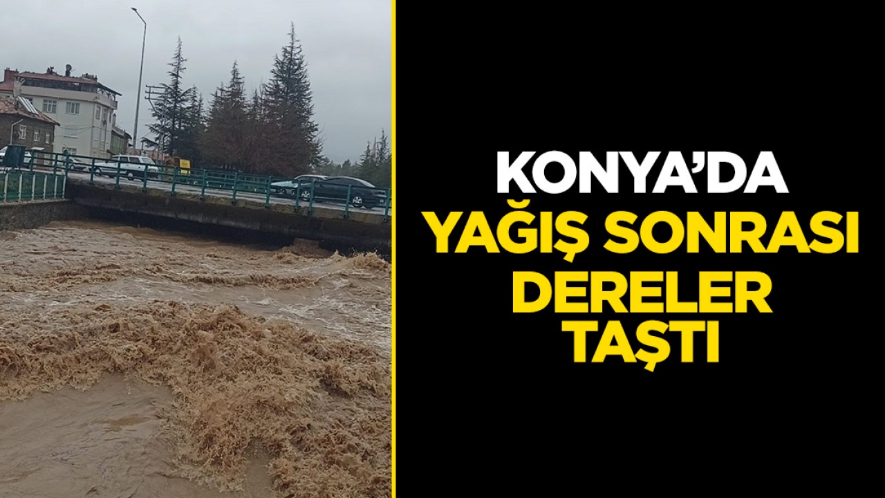 Konya'da yağış sonrası sel dereleri taşırdı
