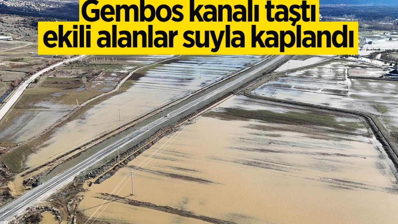 Gembos kanalı taştı, ekili alanlar suyla kaplandı