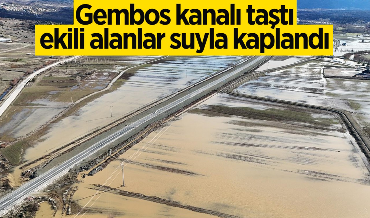 Gembos kanalı taştı, ekili alanlar suyla kaplandı