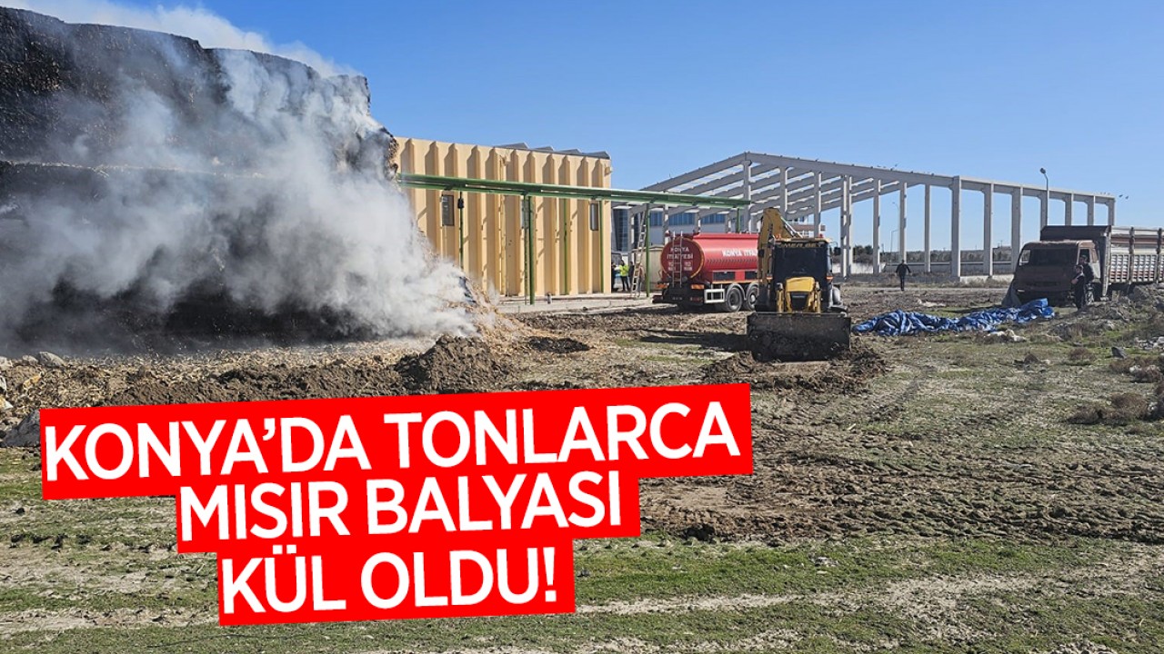 Konya'da tonlarca mısır balyası kül oldu!