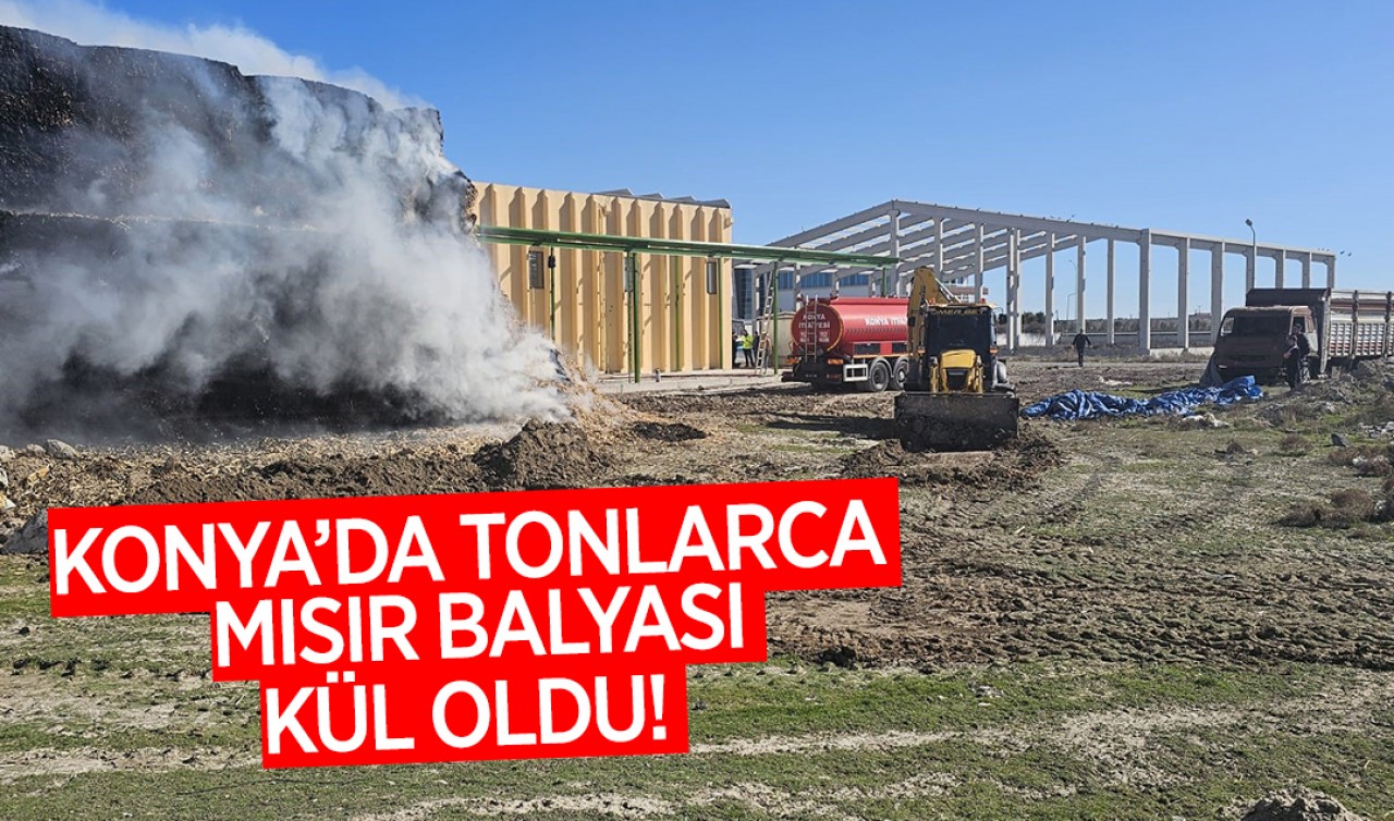 Konya'da tonlarca mısır balyası kül oldu!