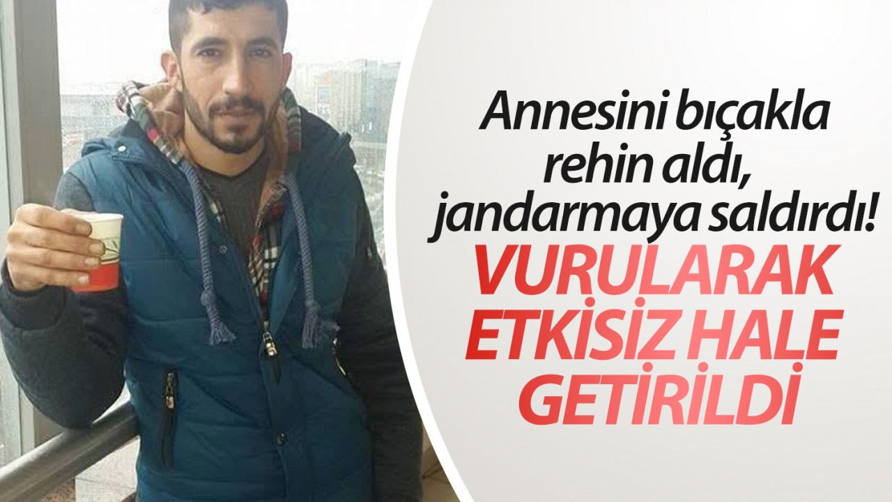 Annesini bıçakla rehin aldı,  jandarmaya saldırdı! Vurularak etkisiz hale getirildi