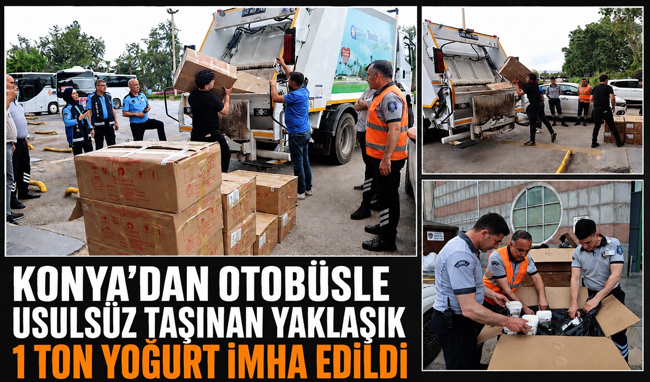Konya'dan otobüsle usulsüz taşınan yaklaşık 1 ton yoğurt imha edildi