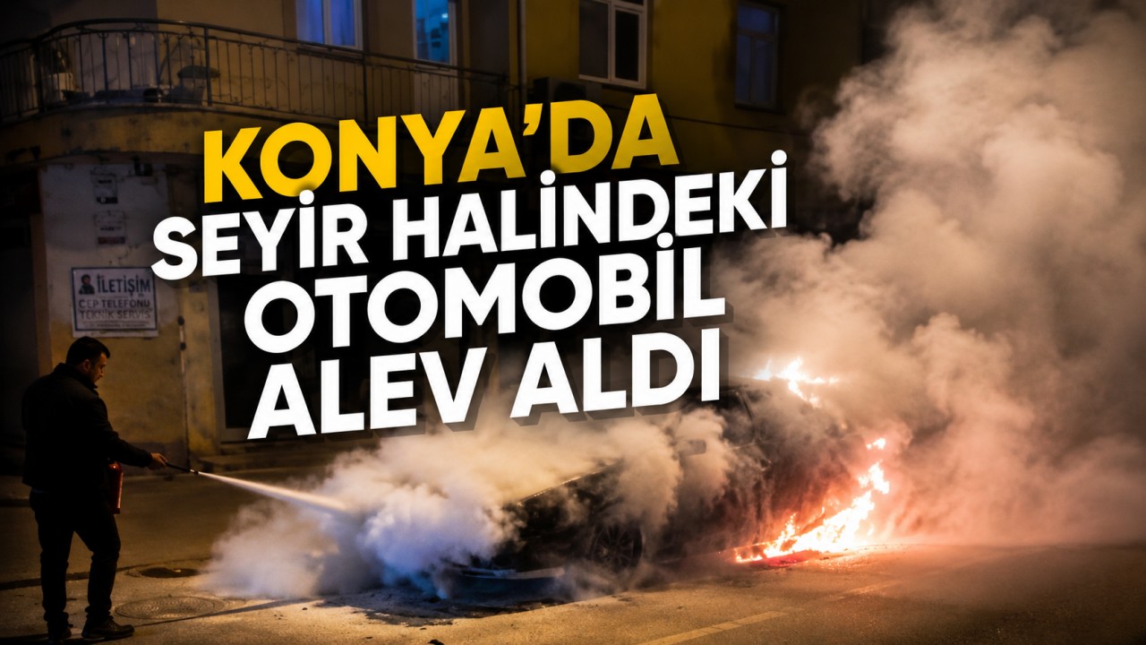 Konya'da seyir halindeki otomobil alev aldı