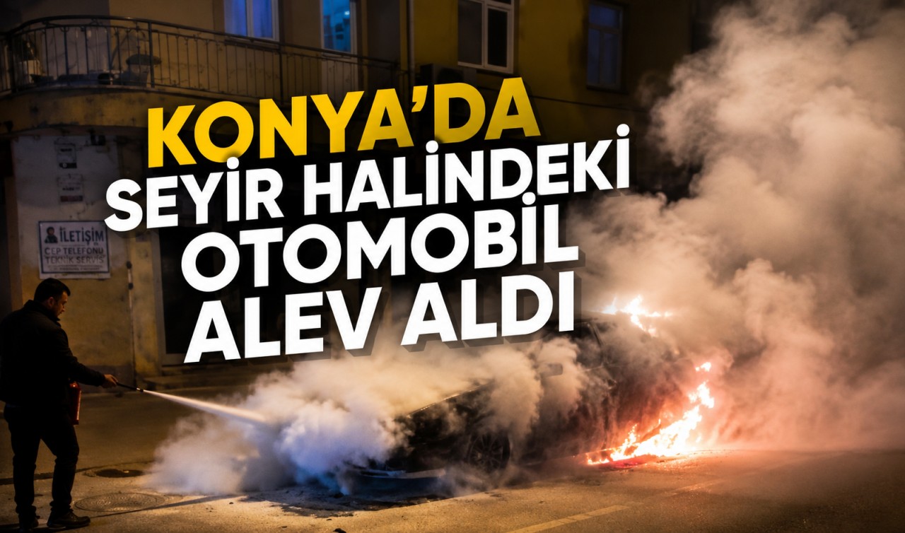 Konya'da seyir halindeki otomobil alev aldı