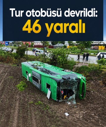 Tur otobüsü devrildi: 46 yaralı