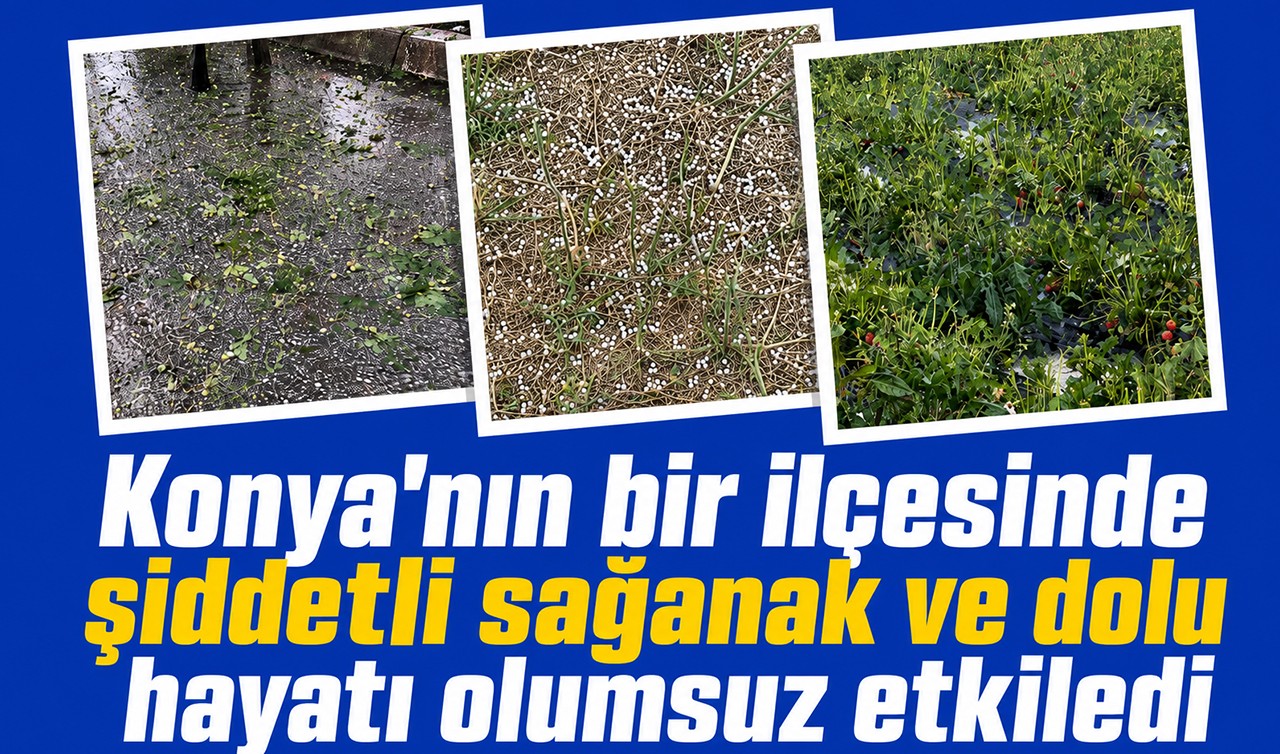 Konya'nın bir ilçesinde şiddetli sağanak ve dolu hayatı olumsuz etkiledi