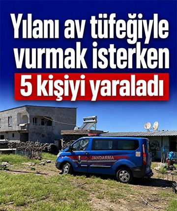Yılanı av tüfeğiyle vurmak isterken 5 kişiyi yaraladı
