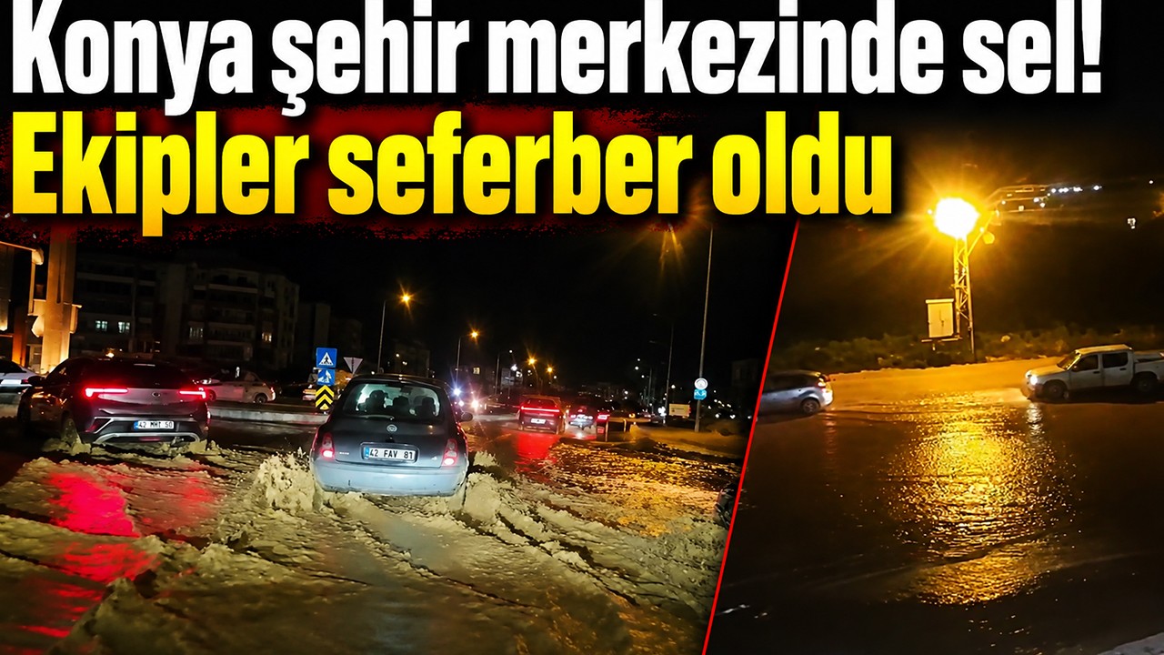 Konya şehir merkezinde sel! Ekipler seferber oldu