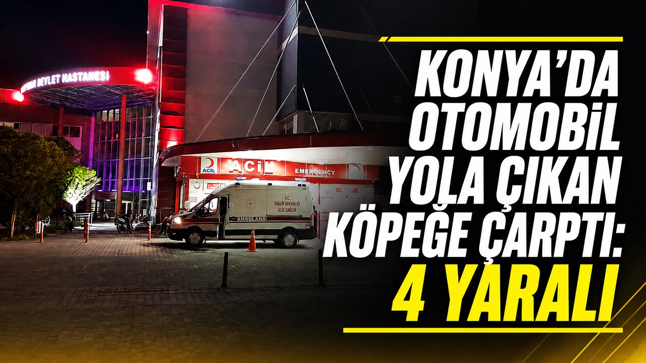 Konya'da otomobil yola çıkan köpeğe çarptı: 4 yaralı