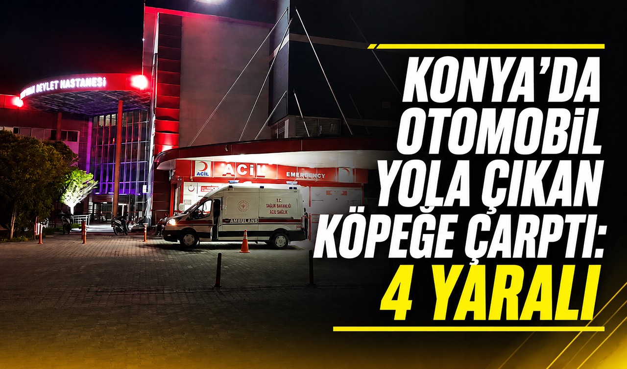 Konya'da otomobil yola çıkan köpeğe çarptı: 4 yaralı