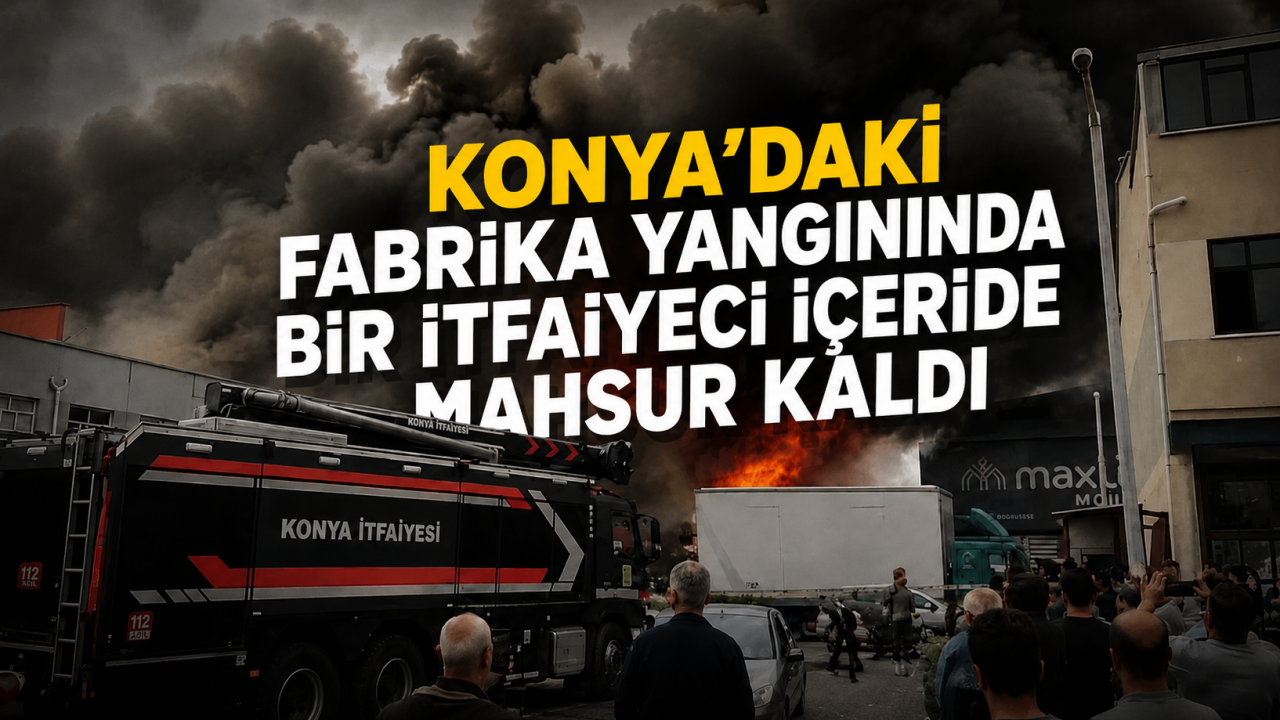 Konya'daki fabrika yangınında bir itfaiyeci içeride kaldı