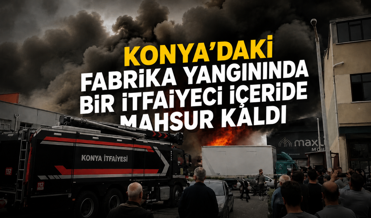 Konya'daki fabrika yangınında bir itfaiyeci içeride kaldı