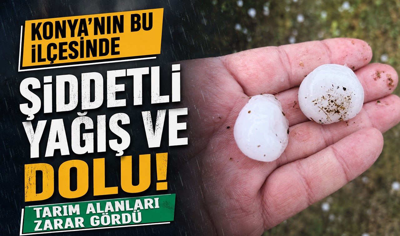 Konya'nın bu ilçesinde şiddetli yağış ve dolu! Tarım alanları zarar gördü