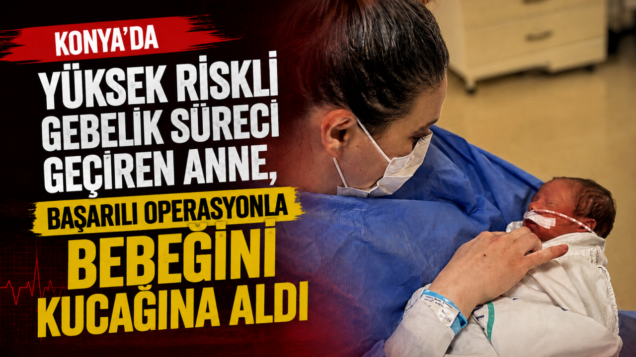 Konya'da yüksek riskli gebelik süreci geçiren anne, başarılı operasyonla bebeğini kucağına aldı