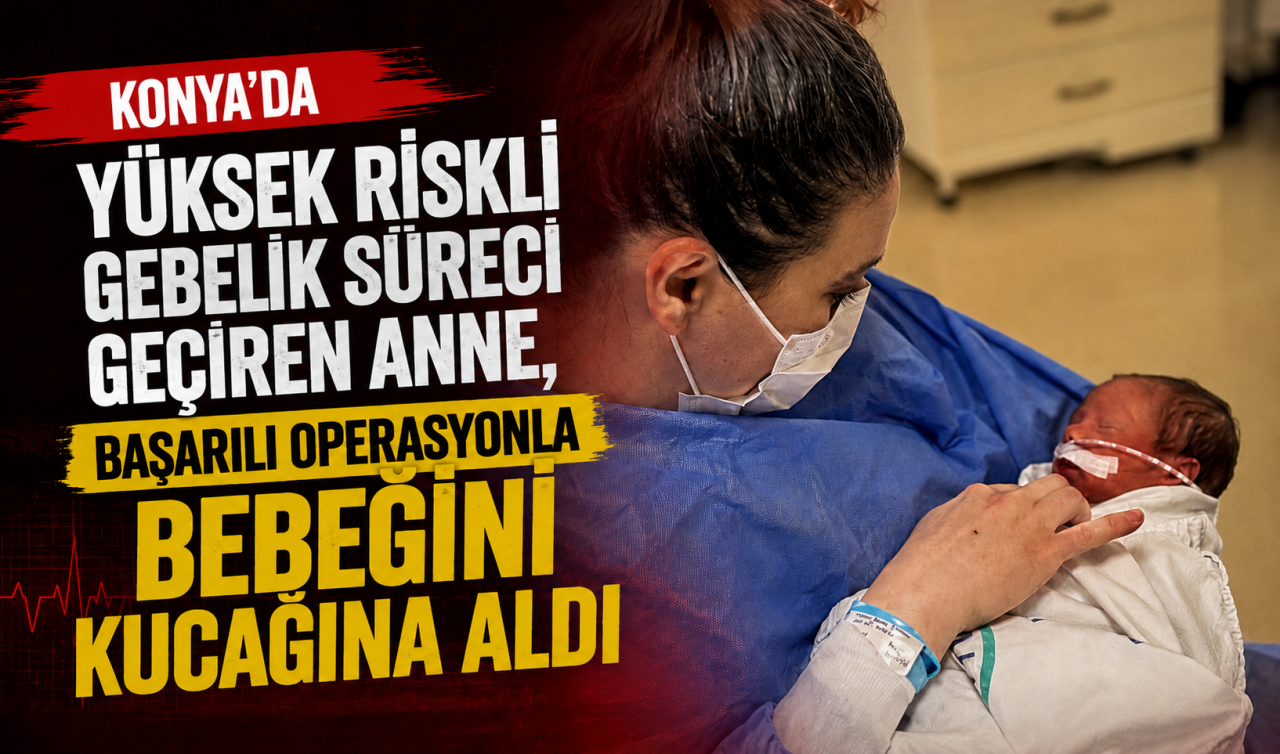 Konya'da yüksek riskli gebelik süreci geçiren anne, başarılı operasyonla bebeğini kucağına aldı
