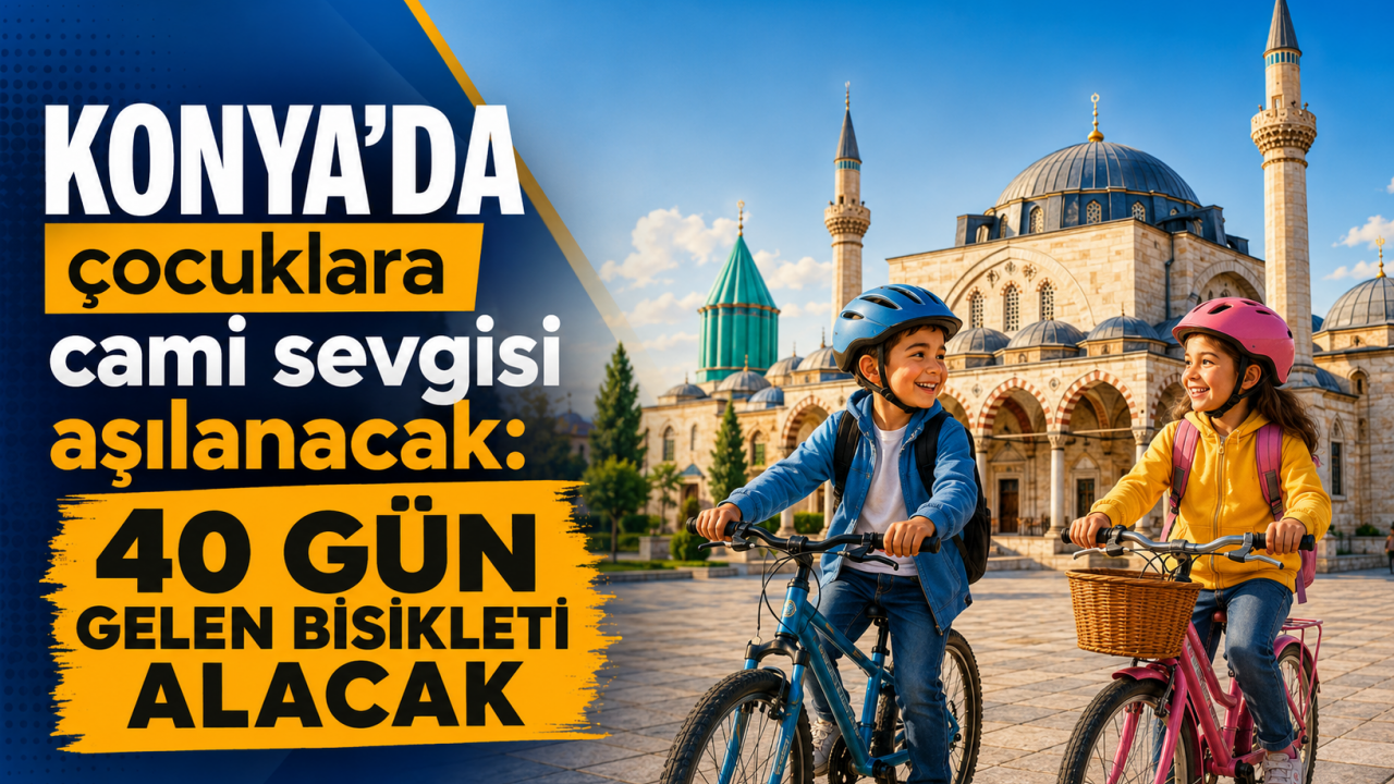 Konya'da çocuklara cami sevgisi aşılanacak: 40 gün gelen bisikleti alacak