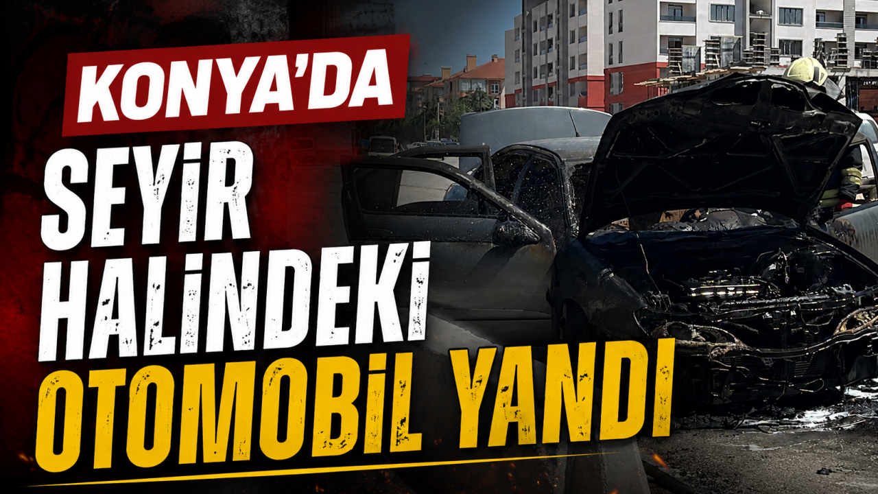 Konya'da seyir halindeki otomobil yandı