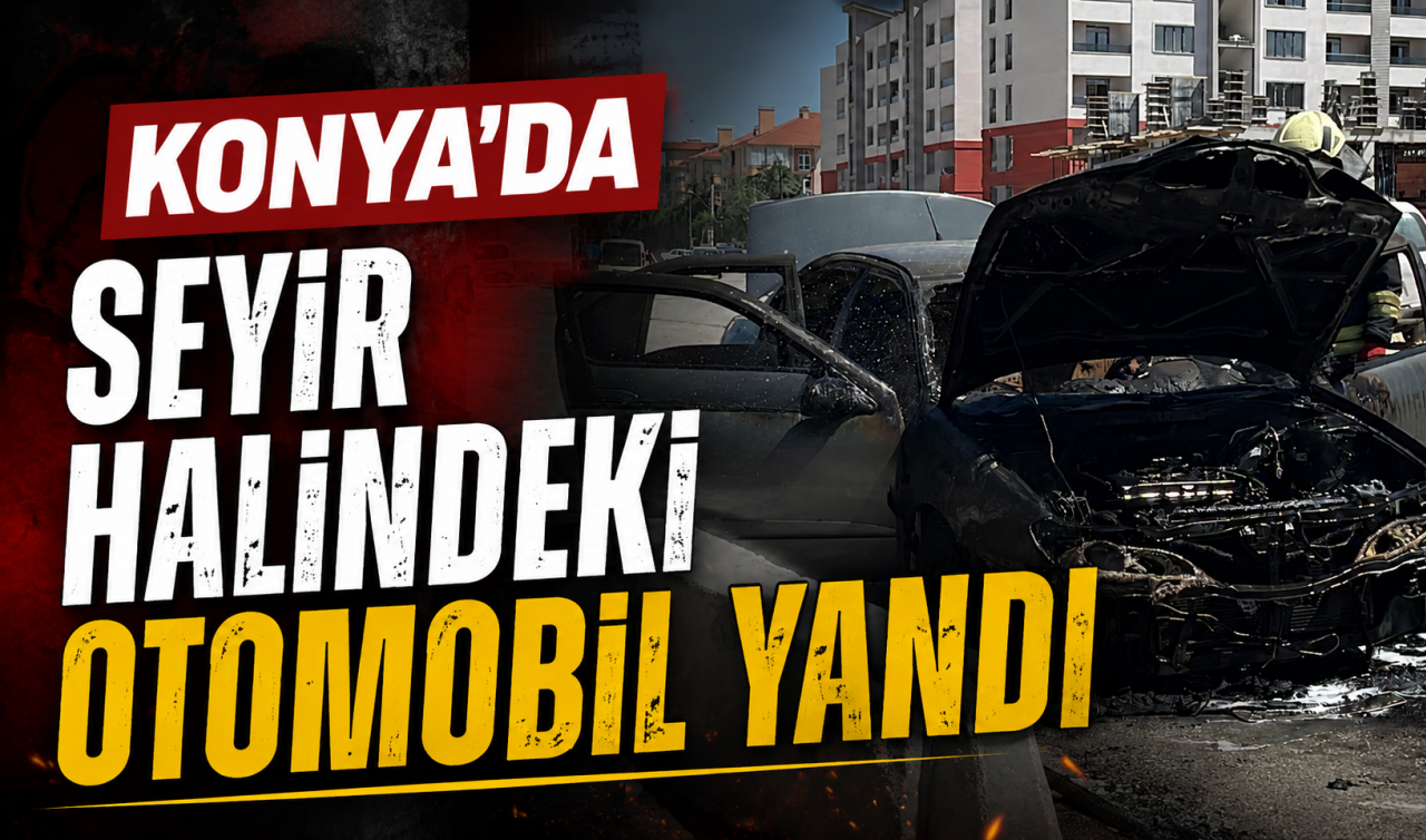 Konya'da seyir halindeki otomobil yandı