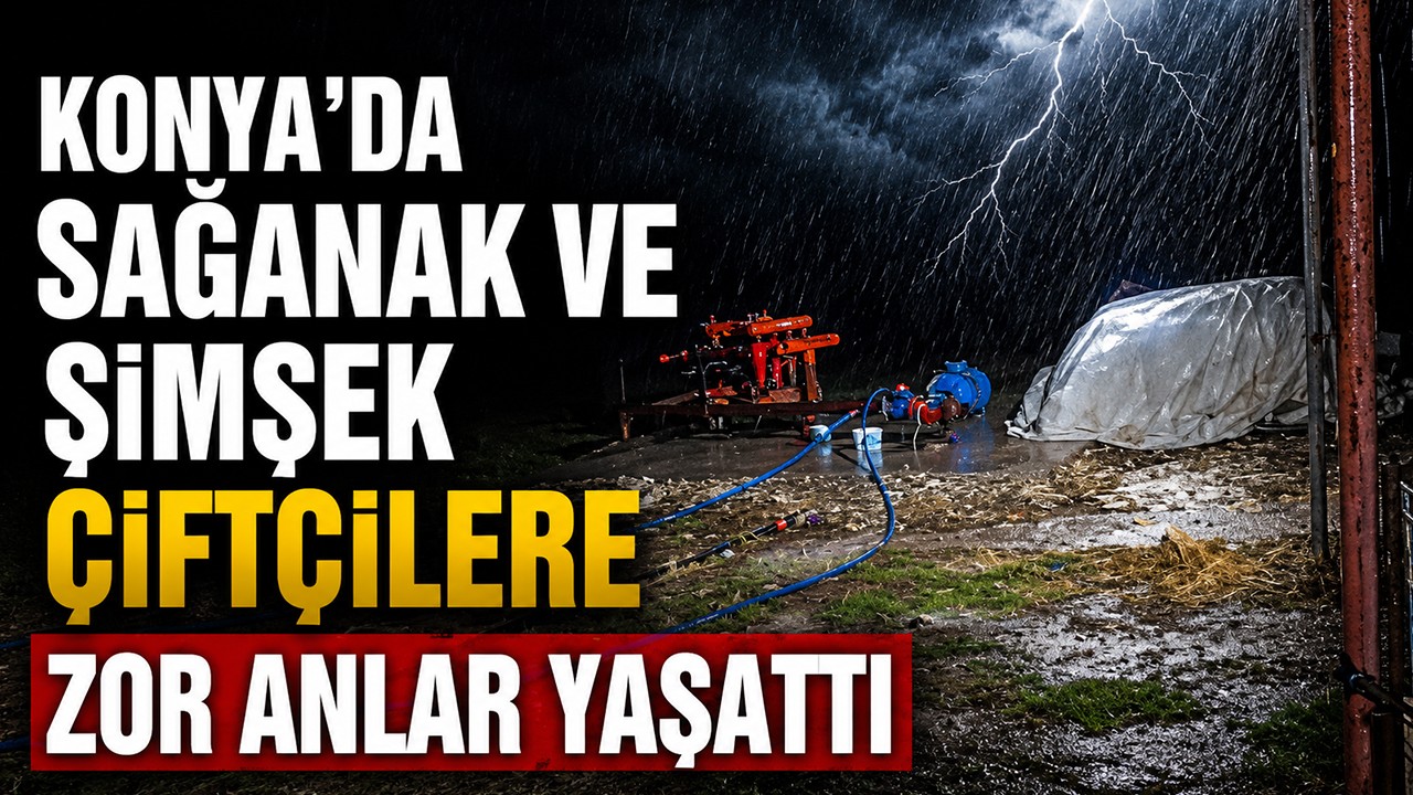 Konya’da sağanak ve şimşek çiftçilere zor anlar yaşattı