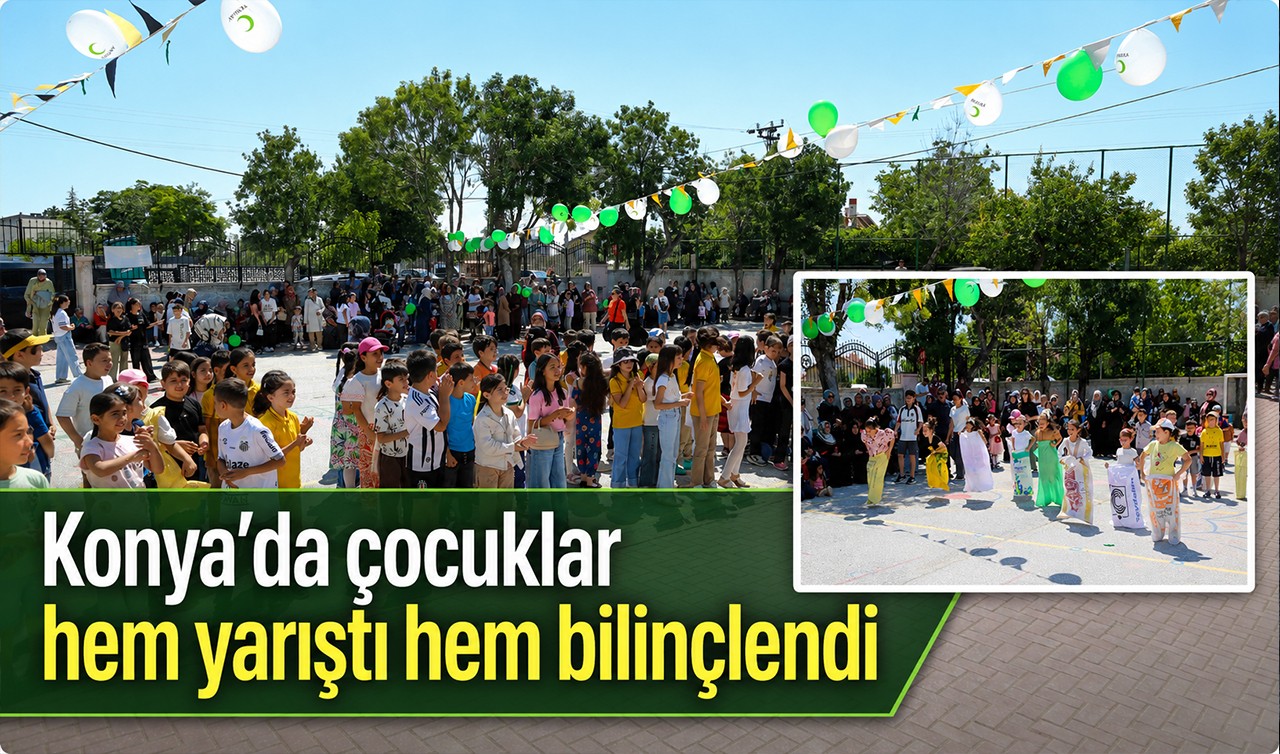 Konya'da çocuklar hem yarıştı hem bilinçlendi